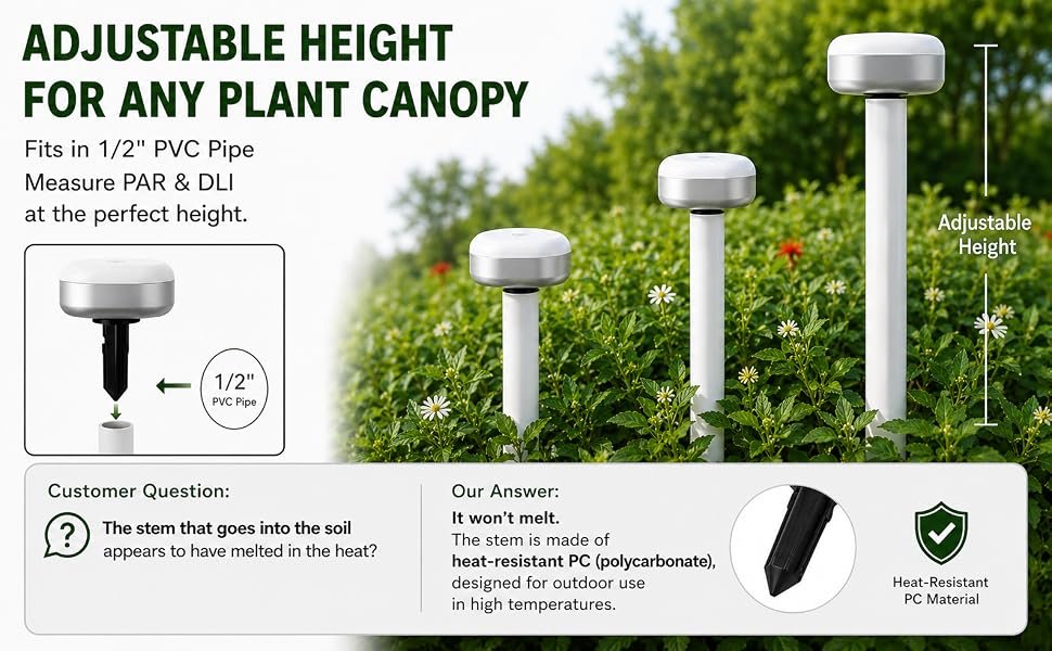 Adjustable height positioning of AH-PARDLI at plant canopy