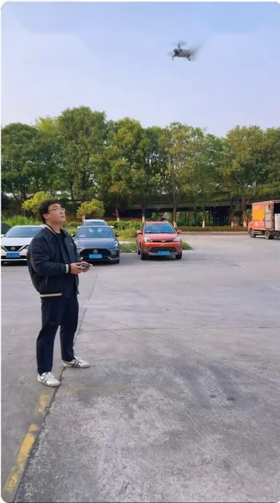 Drone flying outdoors during a daylight illuminance and CCT field test