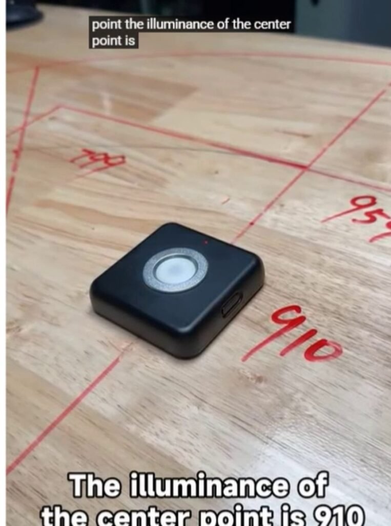 AH-300 sensor measuring approximately 910 lux at the center of the study desk
5.