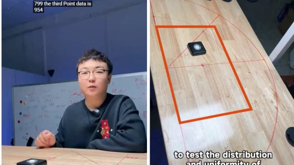 Real-world illuminance and uniformity test of a wide-area study floor lamp using AH-300 2.